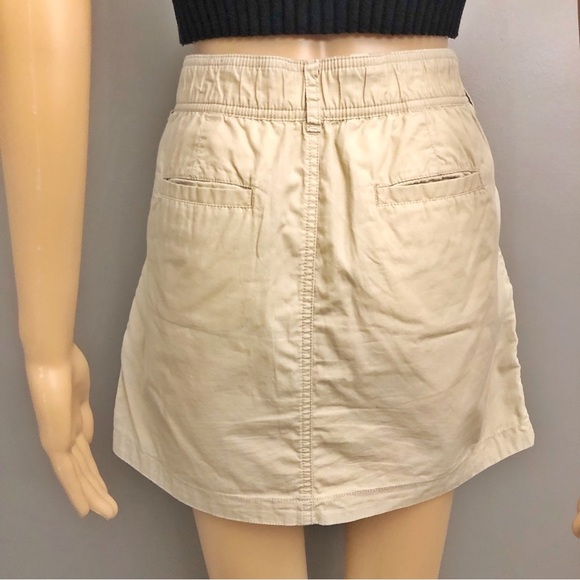 Double Sided Tropical Print & Plain Beige Minimalist & Pattern A Line Mini Skirt - Picture 4 of 15